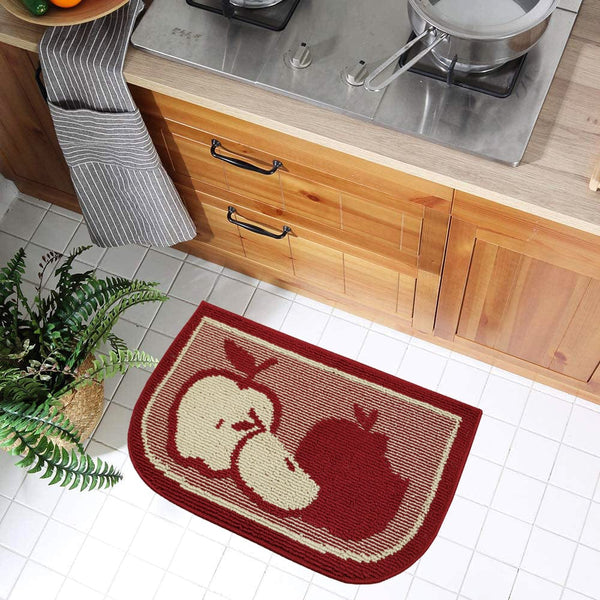 Kate Aurora Heavy Duty Embossed Non Slip Memory Foam Kitchen Mats - 39in W  x 20in L, Red