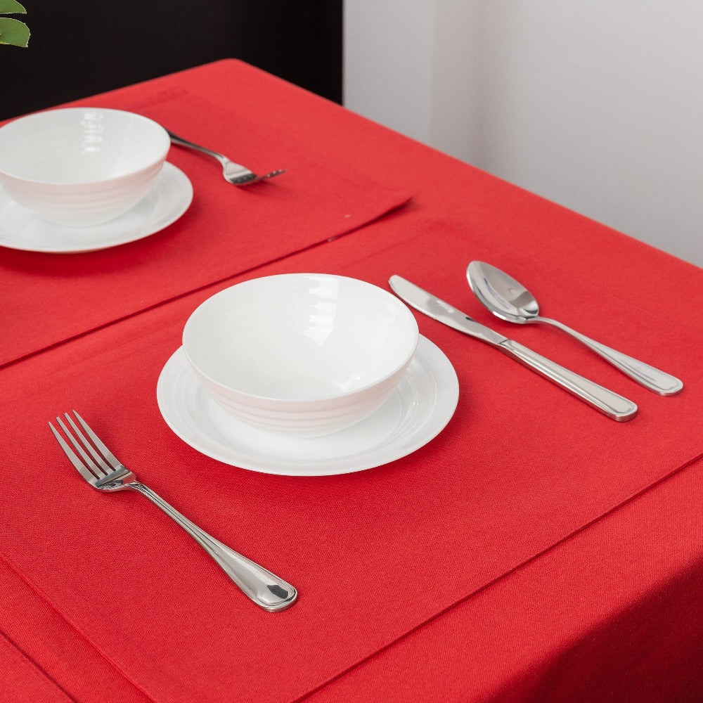 Premium Solid Table Placemats Lifestyle Red