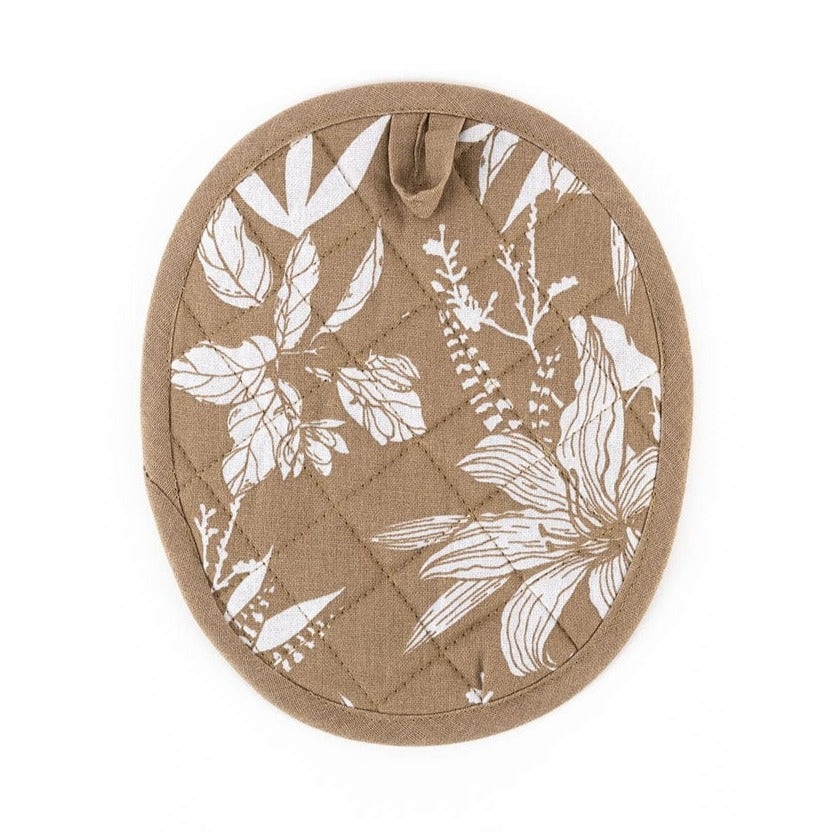 Bloomington Printed Pot Holder white background taupe