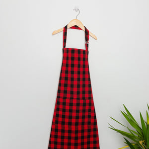 Buffalo Plaid Red &amp; Black Belted Apron