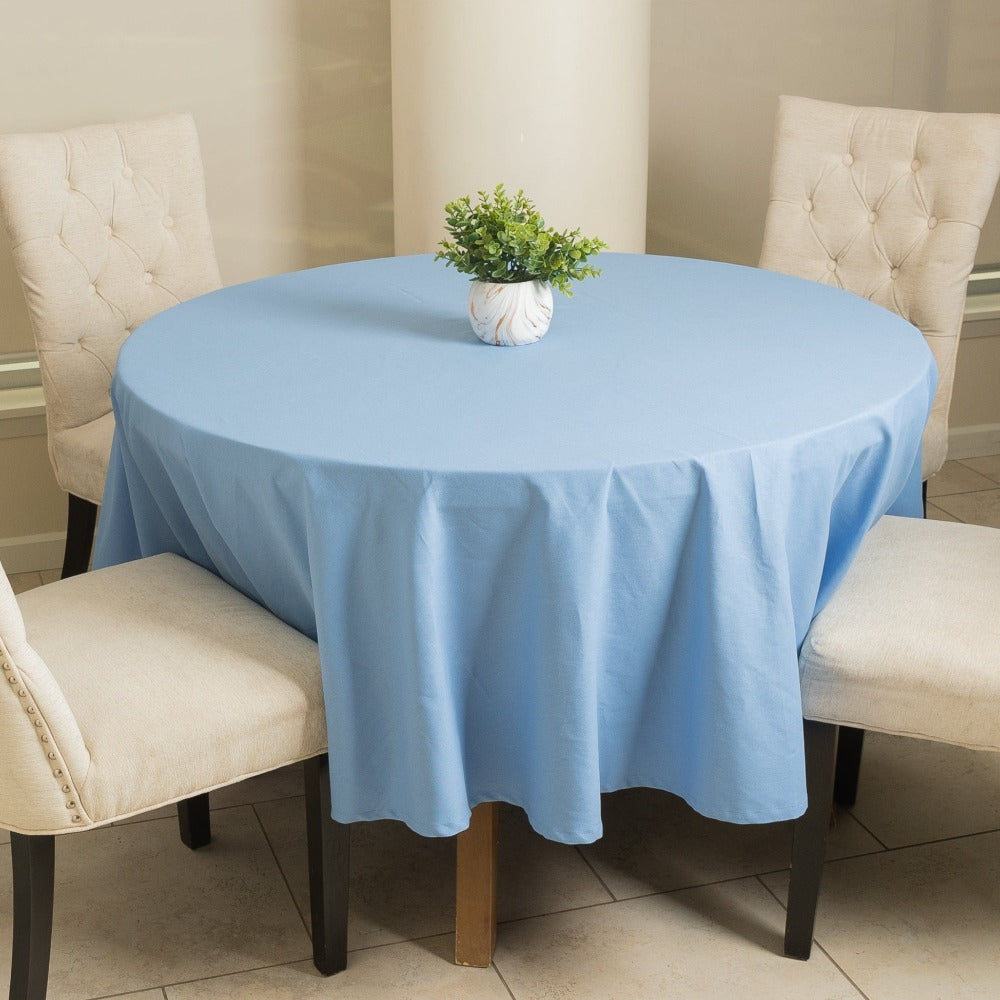 Premium Solid Round 84 inch tablecloth blue