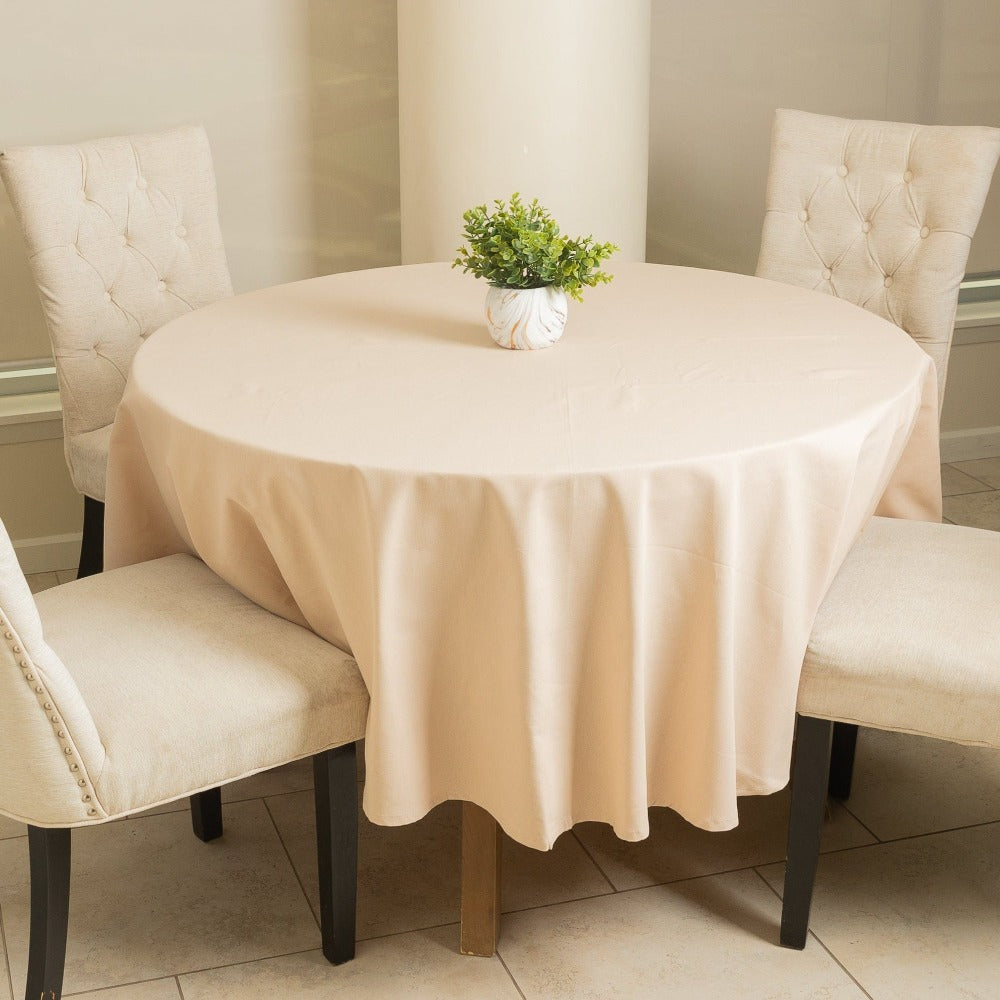 Premium Solid Round 84 inch tablecloth Sand