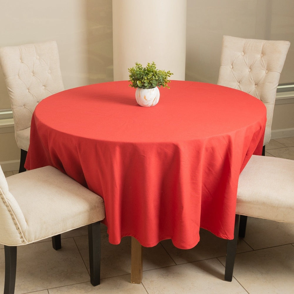 Premium Solid Round 84 inch tablecloth Red