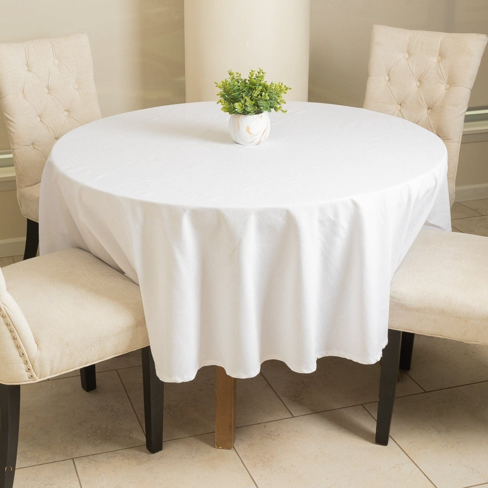Premium Solid Round 84 inch tablecloth White