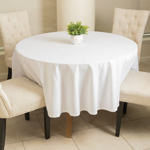 Premium Solid Rounded Table Cloth - White