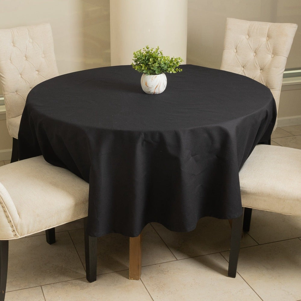 Premium Solid Round 84 inch tablecloth black