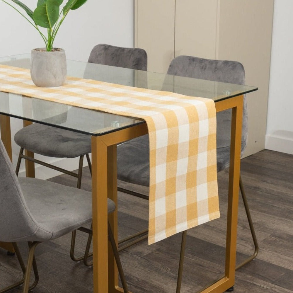 Urban Plaid Table Runner Lifestyle Taupe