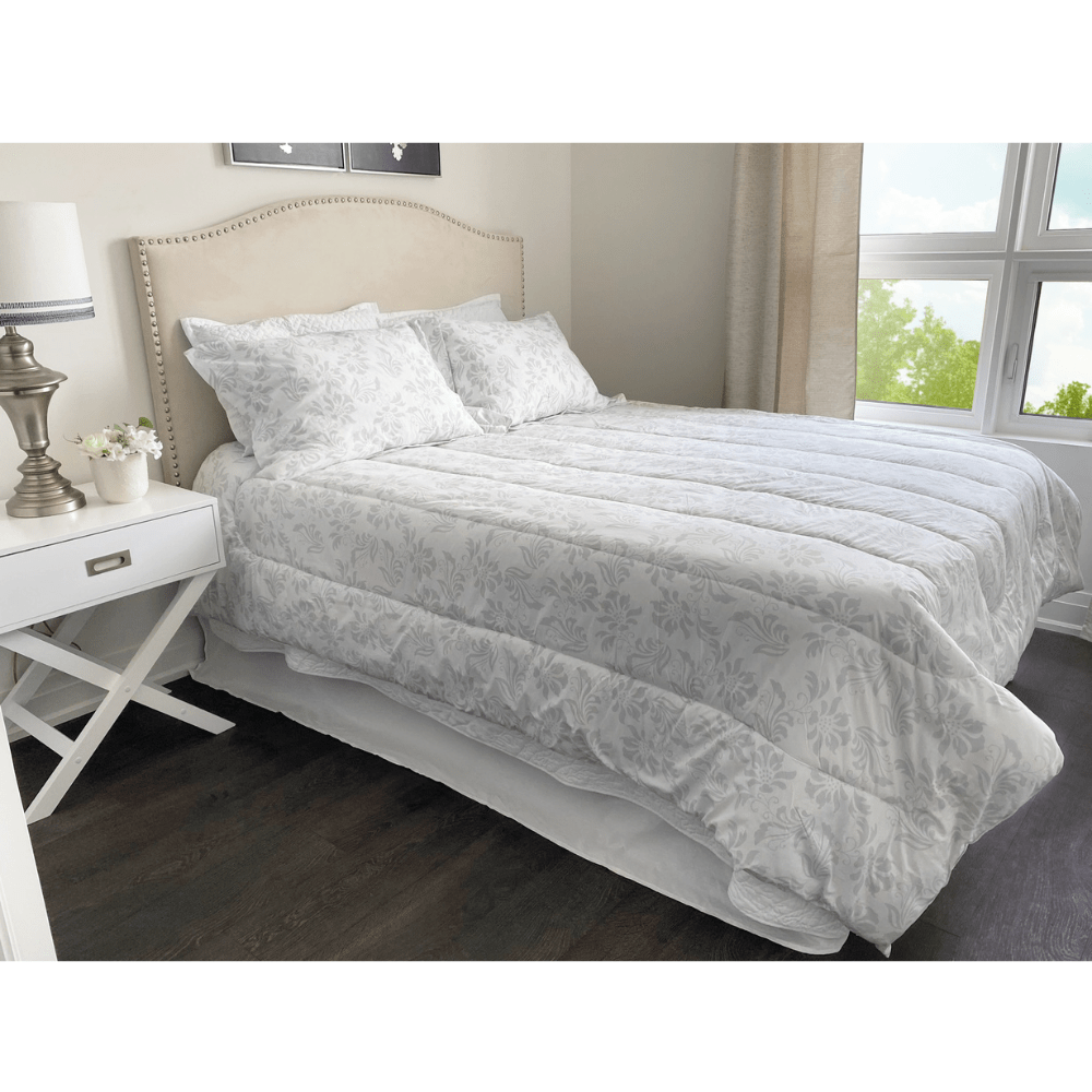 Floral Neutral Grey 5-Piece Comforter Set