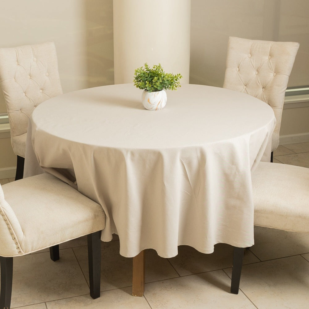 Premium Solid Round 84 inch tablecloth lifestyle grey