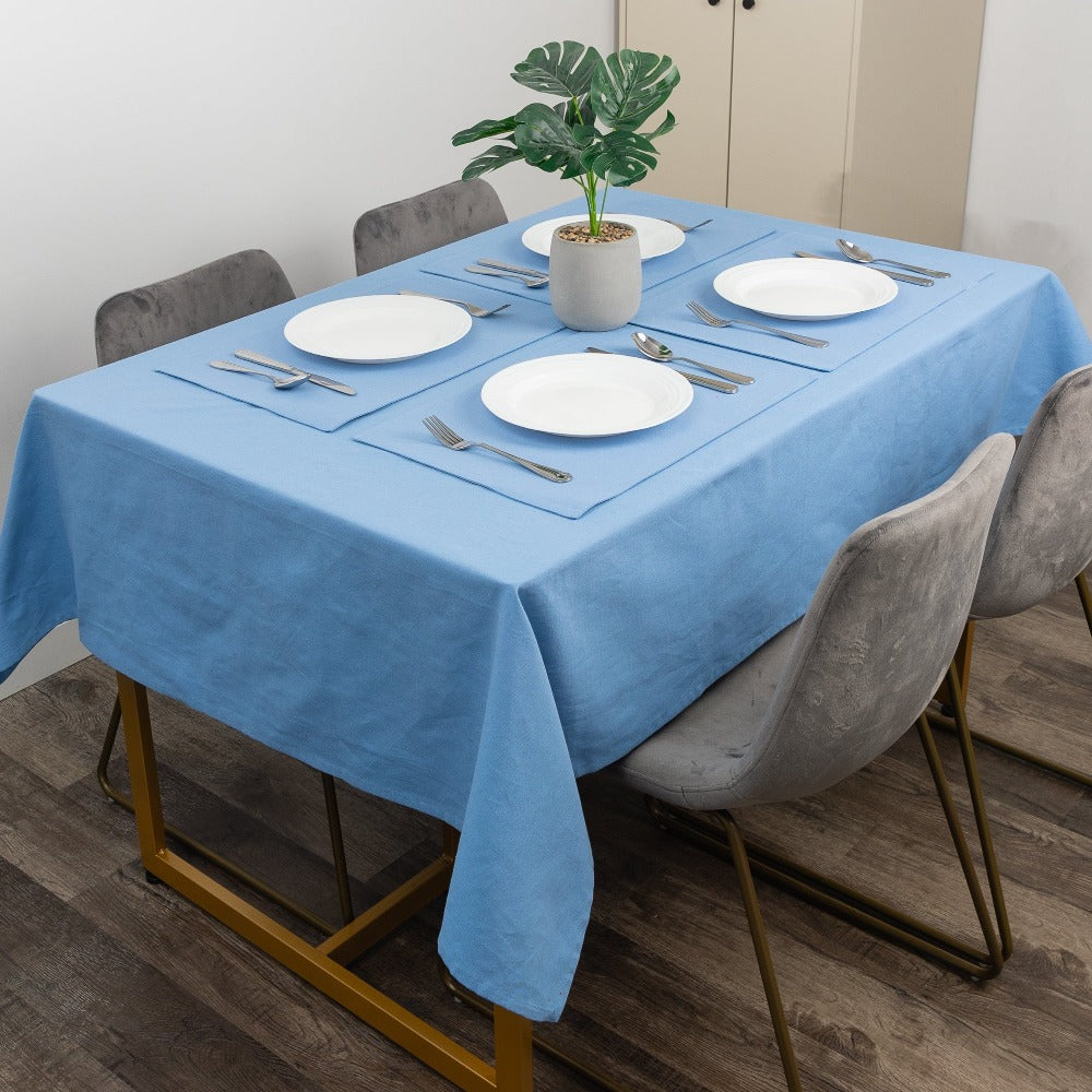 Premium Solid Tablecloth Blue Lifestyle
