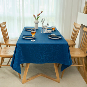 Marina Jacquard Waterproof Thick Premium Solid Damask Kitchen Tablecloth Liquid Repellent and Stain Resistant, Oblong