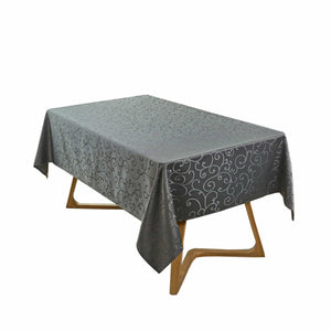 Marina Jacquard Waterproof Thick Premium Solid Damask Kitchen Tablecloth Liquid Repellent and Stain Resistant, Oblong