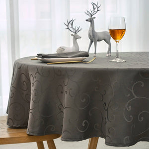 Marina Jacquard Waterproof Thick Premium Solid Damask Scroll Tablecloth Liquid Repellent and Stain Resistant