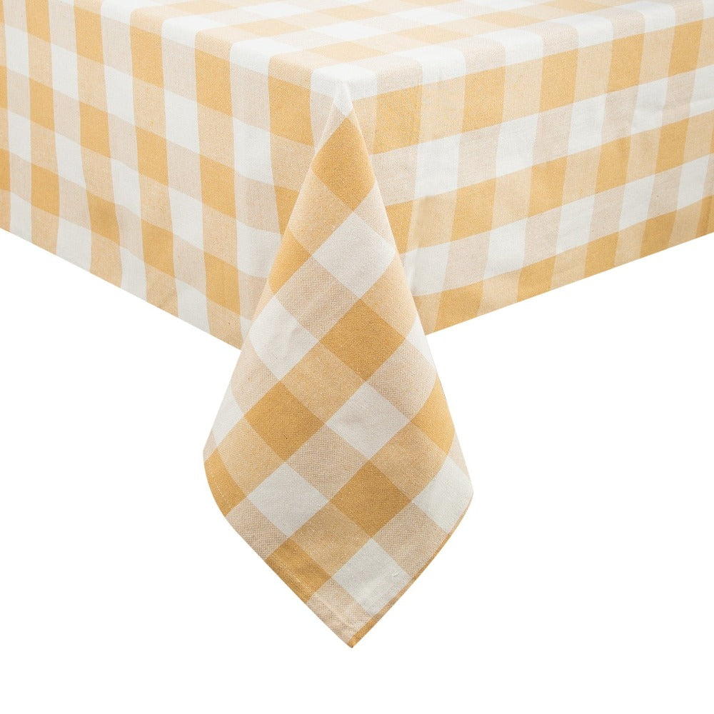 Urban Plaid Table Cloth Taupe white Background