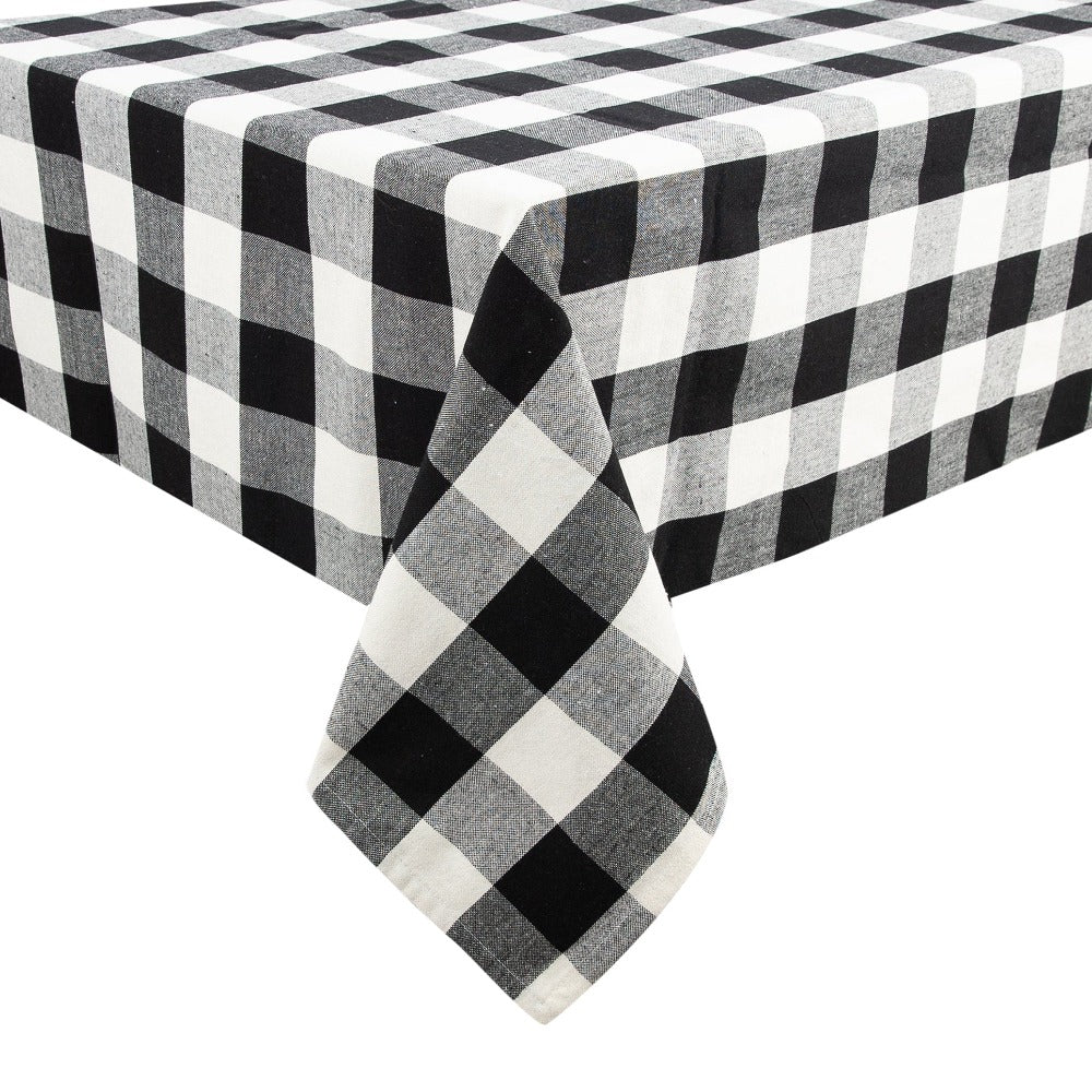 Urban Plaid Table Cloth Black White Background