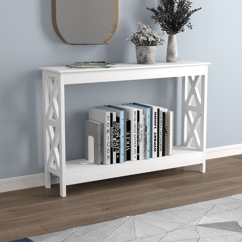 White Console Table with 1 Shelf