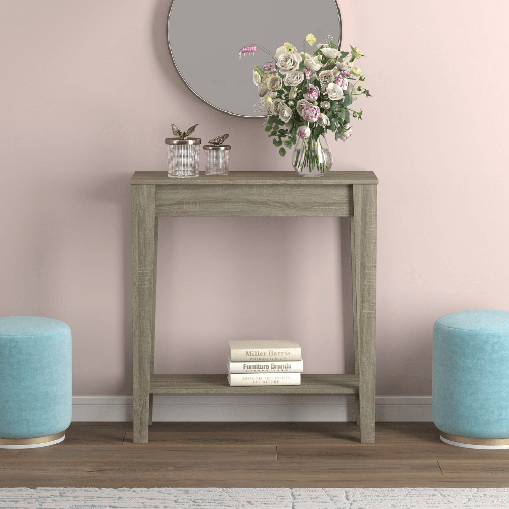 Dark Taupe Console Table with 1 Shelf