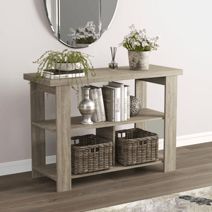 Dark Taupe Console Table with 3 Shelves