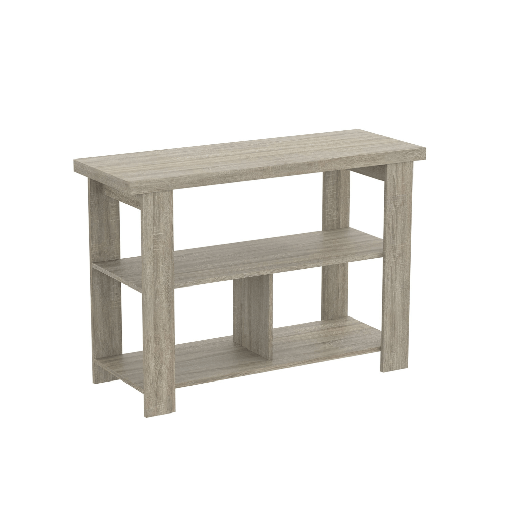 Dark Taupe Console Table with 3 Shelves