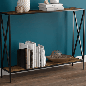 Dark Taupe and Black Metal Console Table with 1 Shelf