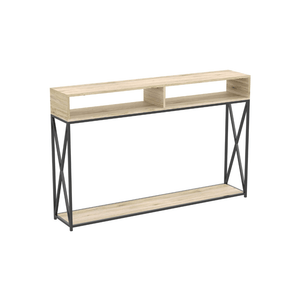 Dark Taupe and Black Metal Console Table with 2 Open Shelves