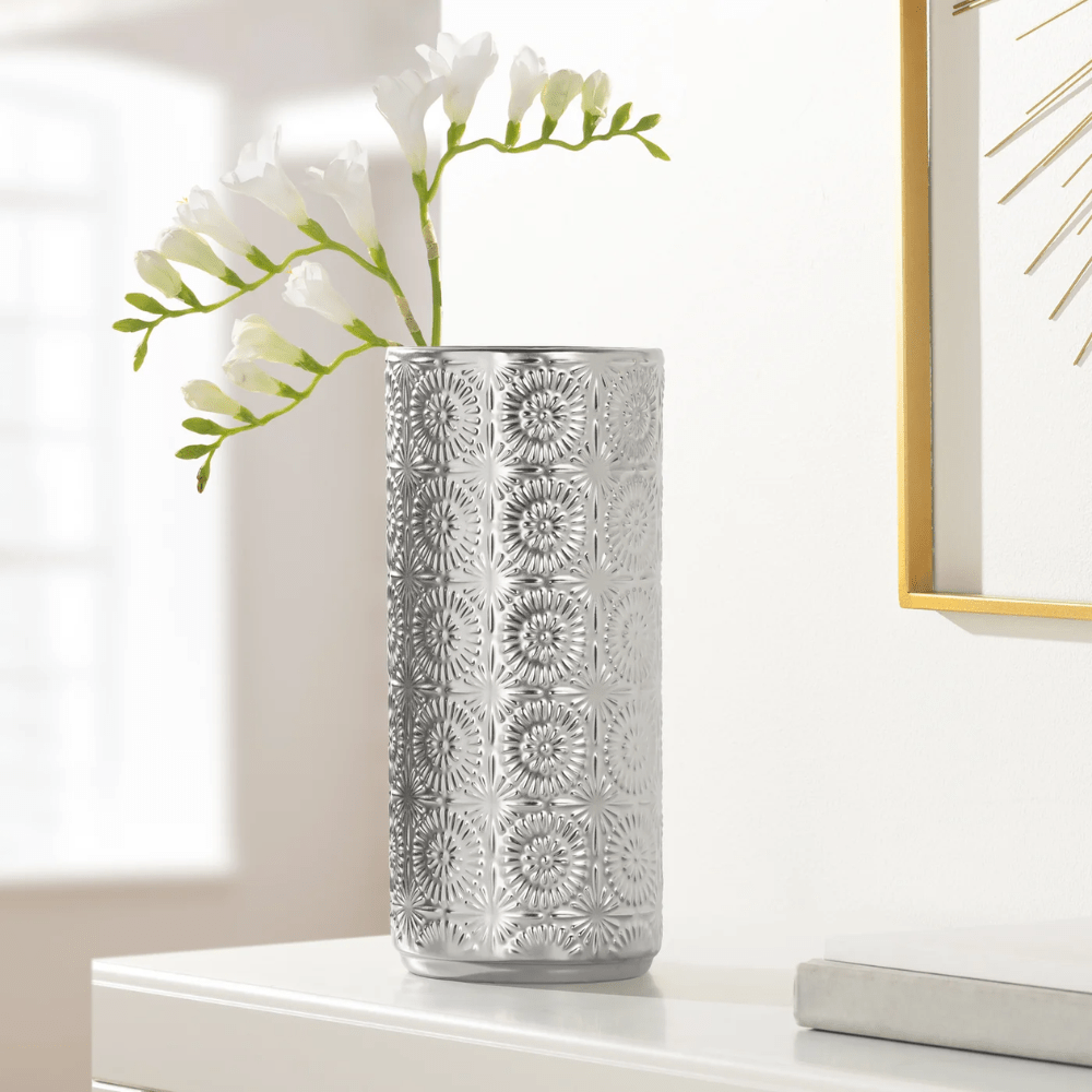 Clara Embossed Mandala Ceramic Vase