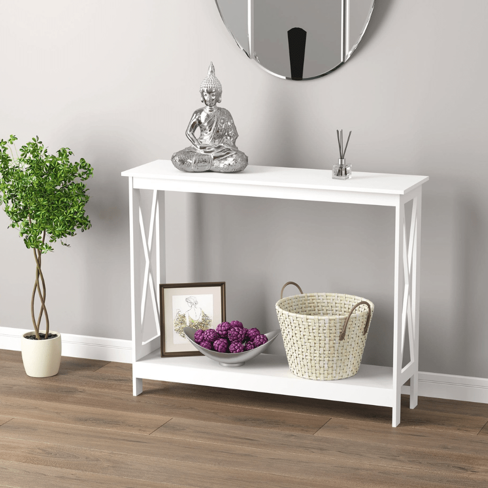 White Console Table with 1 Shelf