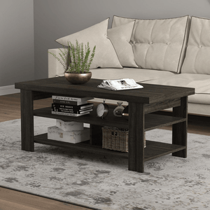 Dark Taupe Coffee Table with 3 Shelves