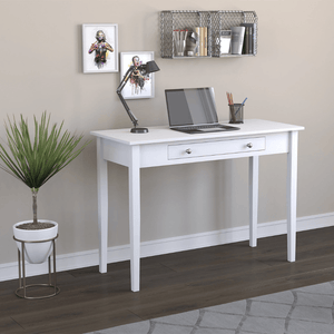 White Computer Desk with 1 Drawer