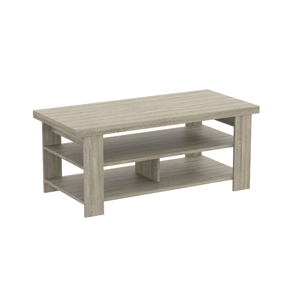 Dark Taupe Coffee Table with 3 Shelves