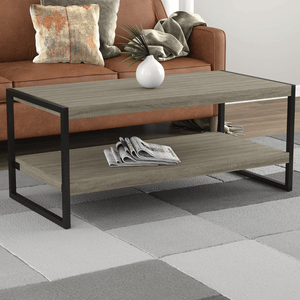 Dark Taupe Coffee Table with Black Metal