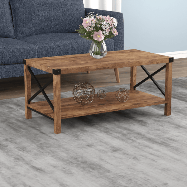 Dark Taupe Coffee Table with Metal Sides - FLATO HOME