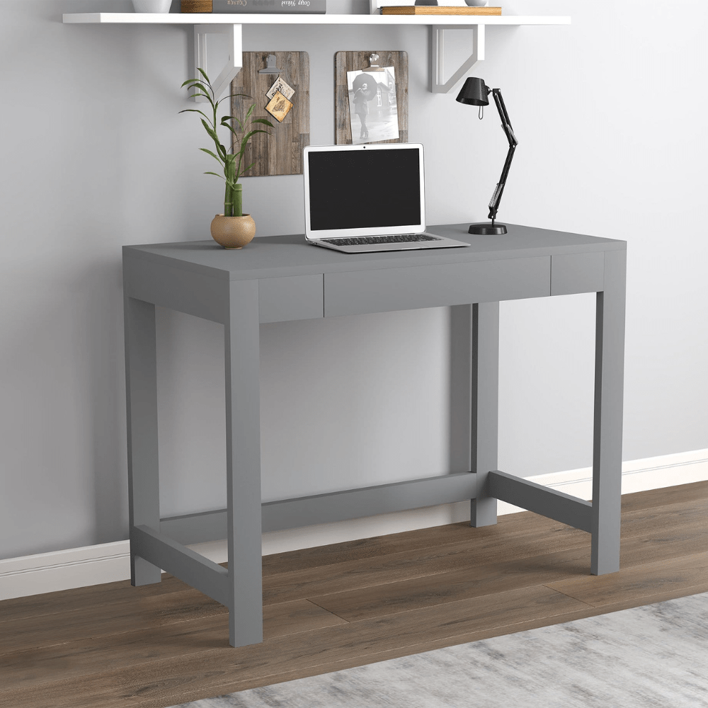 White Computer Desk with 1 Compact Drawer