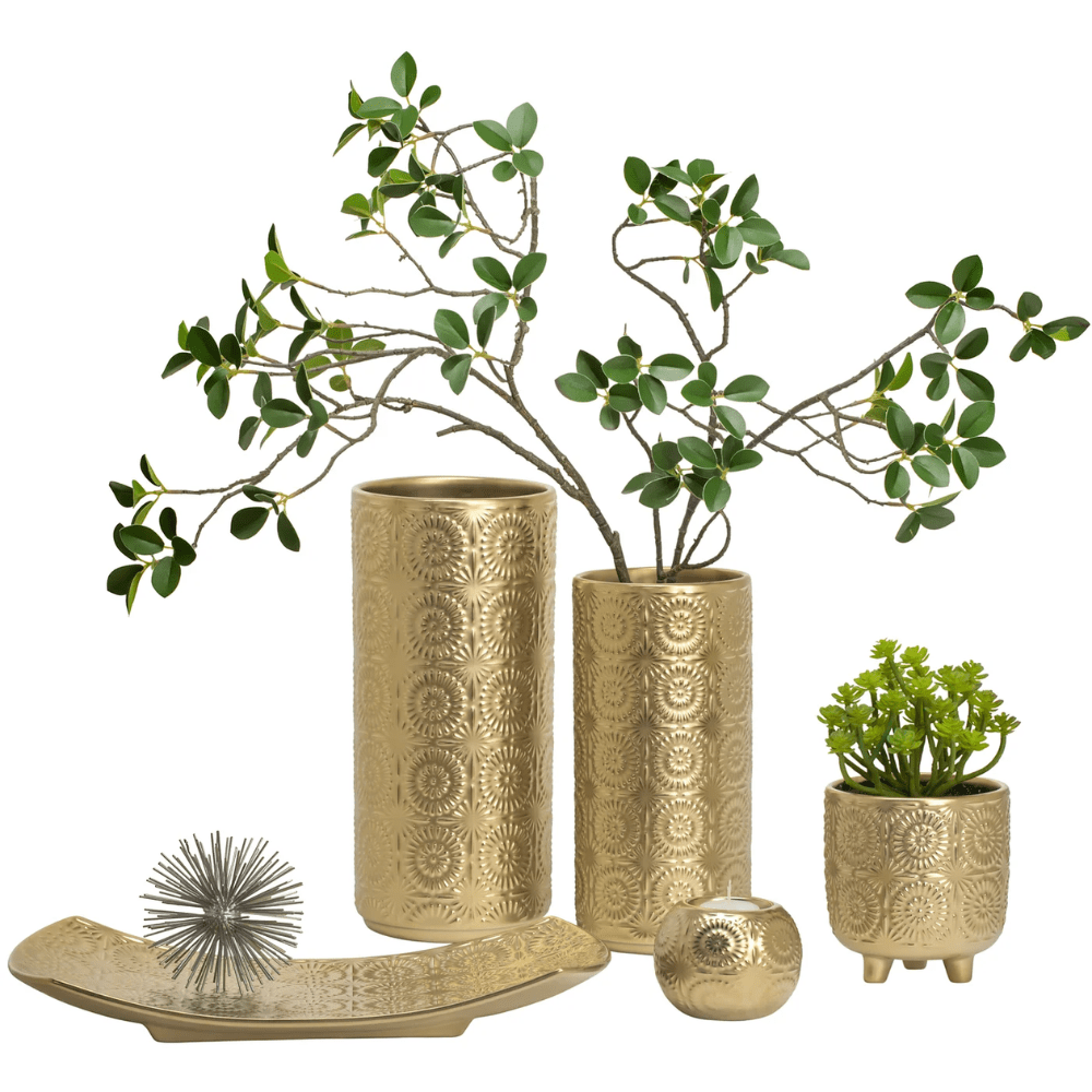 Clara Embossed Mandala Ceramic Vase