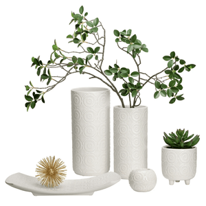 Clara Embossed Mandala Cereamic Footed Drop Pot Planter