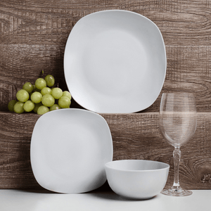 12 Piece Set Dinnerset Porcelain Soft Square - Lyon