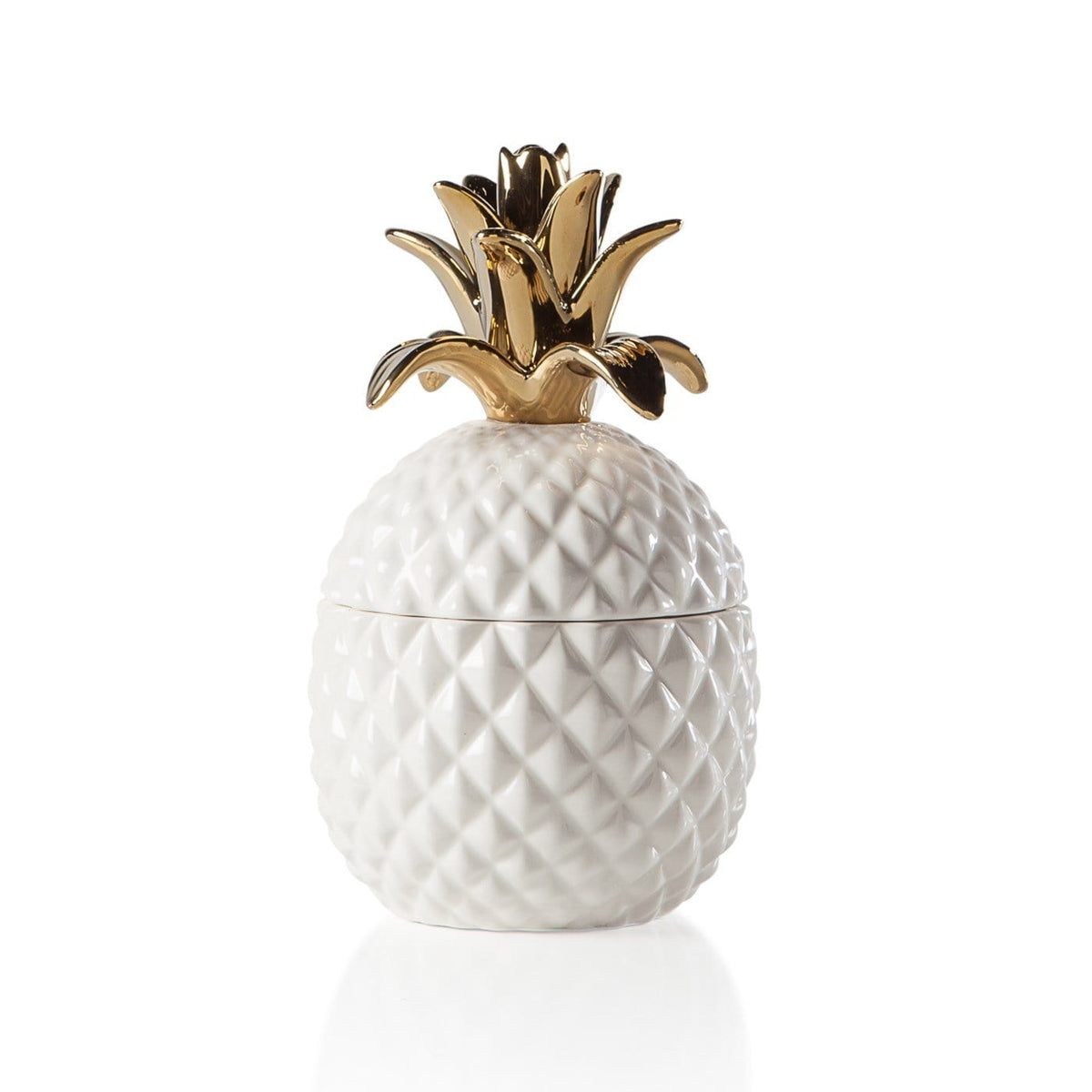 Pineapple Gold Crown White Ceramic Canister (2 Sizes)