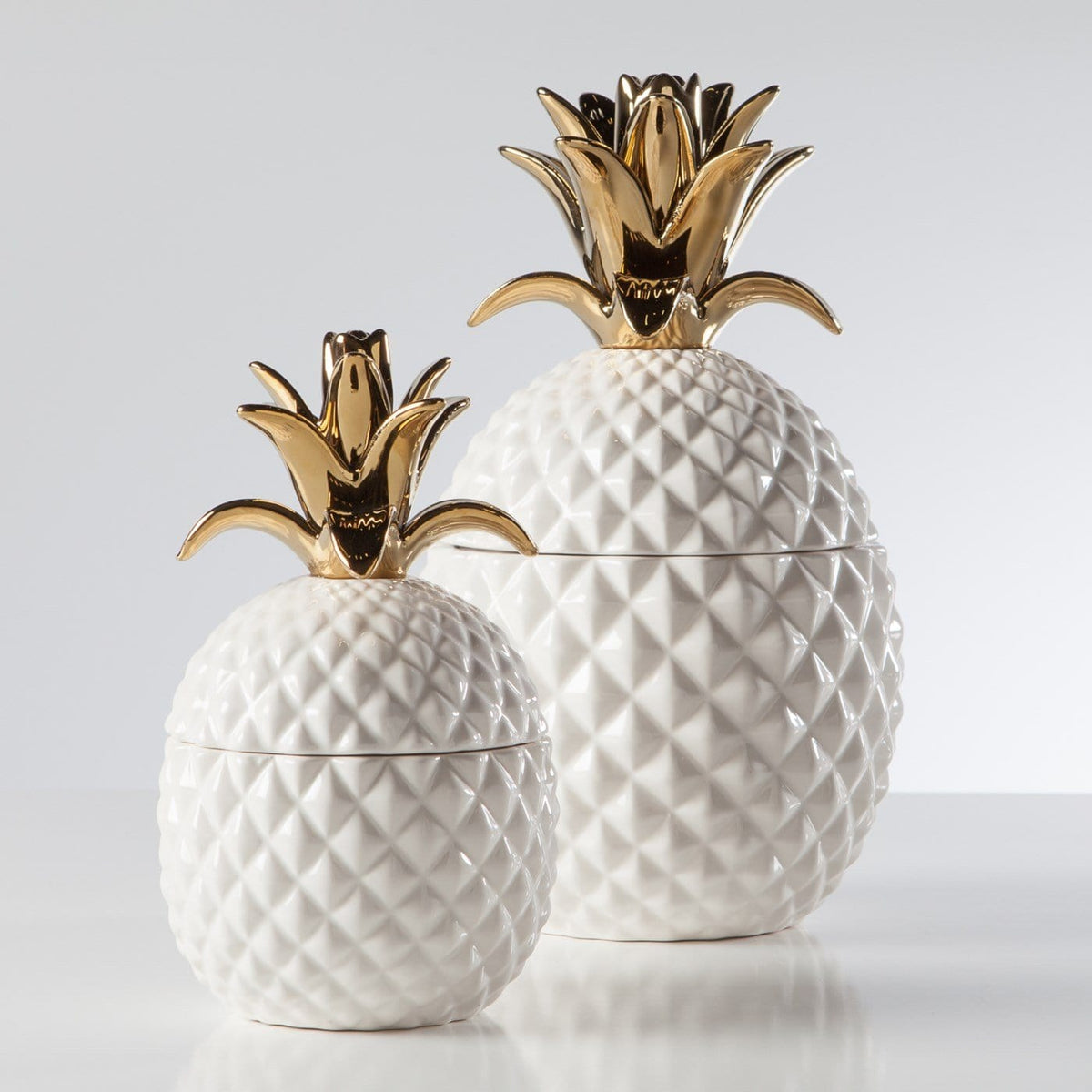 Pineapple Gold Crown White Ceramic Canister (2 Sizes)