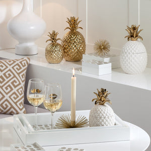 Pineapple Gold Crown White Ceramic Canister (2 Sizes)