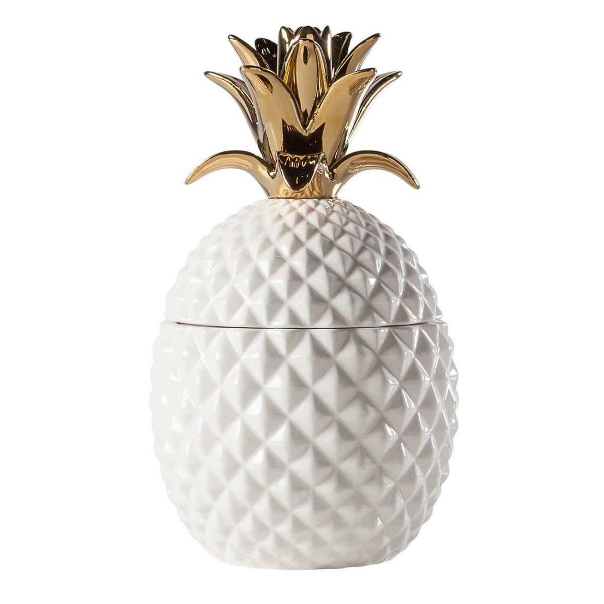 Pineapple Gold Crown White Ceramic Canister (2 Sizes)
