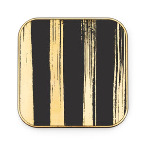 Savoy Gold Trim 4 Piece Square Coaster Set - Gold Stripe