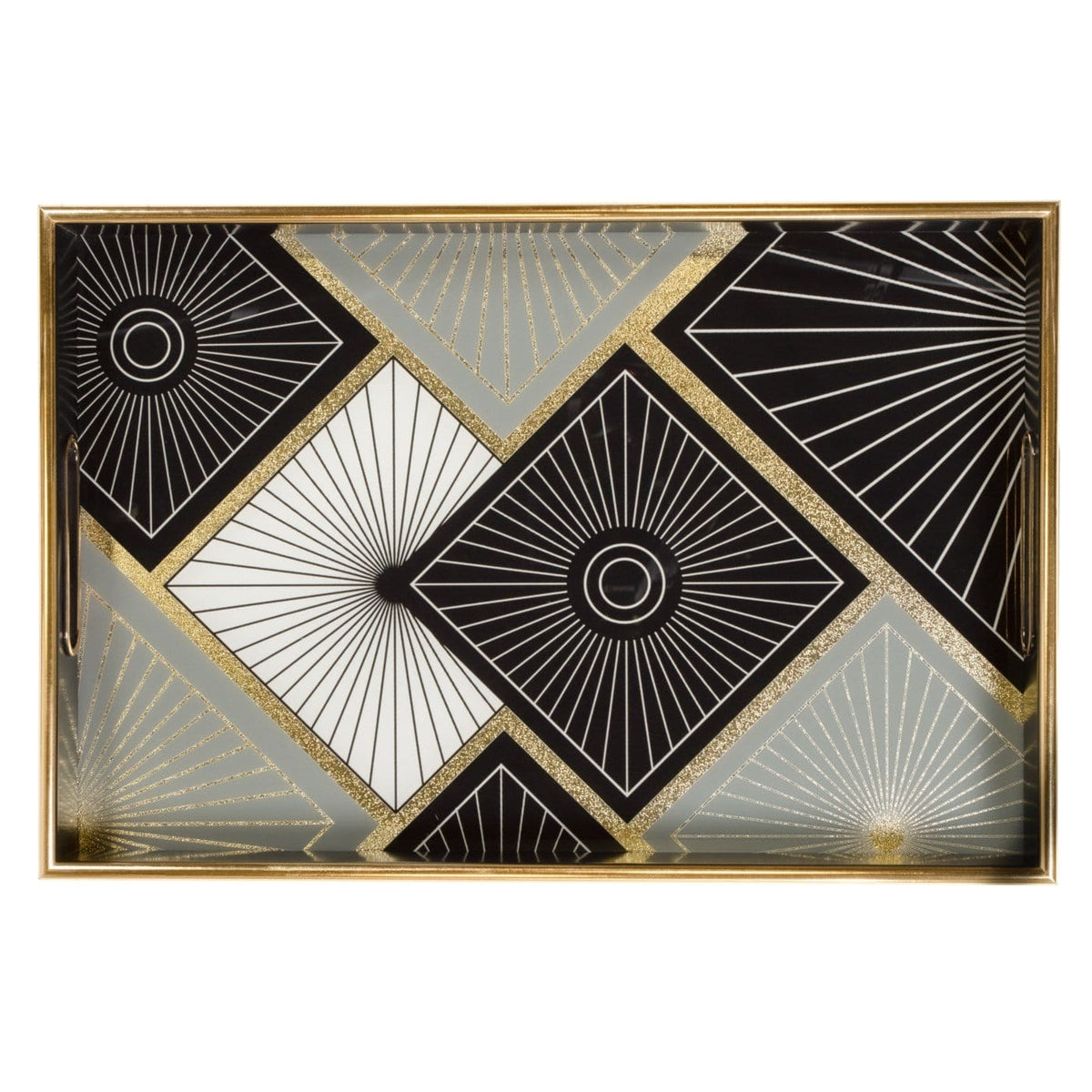 Savoy Gold Trim 2 Piece Rectangle Tray Set - Radiant Tile