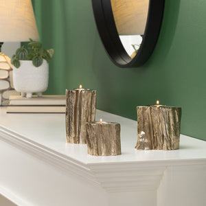 Woodland Golden Stump Aluminum Tealight Holder (2 Sizes)