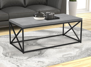 Grey Cement and Black Metal Coffee Table