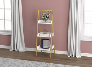 White and Gold Wall Shelf with 3 Bordered Tiers
