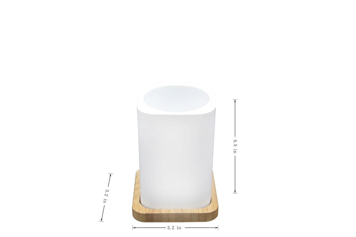 Alpha Modern Bamboo Resin Style Ensemble Including Liquid Soap Pump Lotion Dispenser, bath accessory