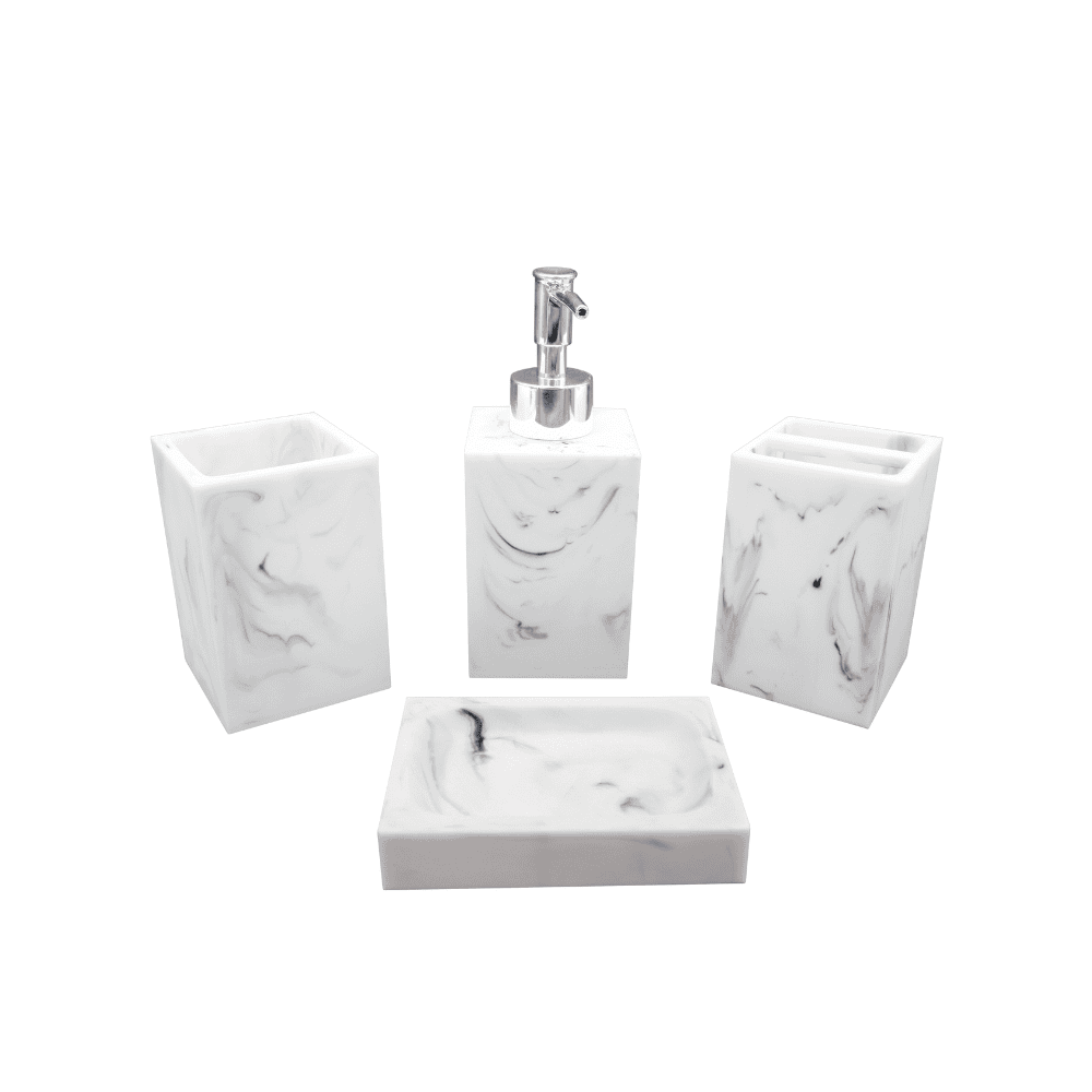 Ryder Natural Marble Stone Style Luxury Modern Décor Bath Accessories Ensemble