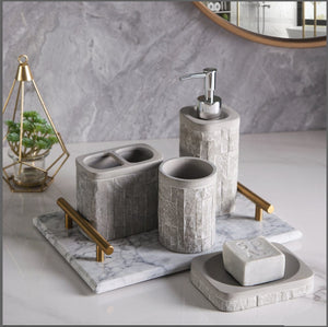 Luxury Modern Decor Bath Accessories Ensemble Including Bathroom Liquid Soap Pump Lotion Dispenser, bath accessory, Winston Brick Concrete Style