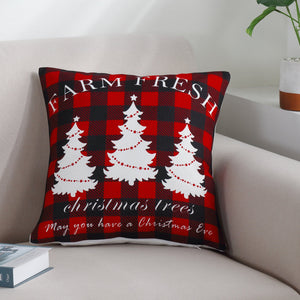 Marina Decoration Christmas Rich Printed Cushion Cover Set Throw Square Xmas Pillow Covers with Hidden Zipper Pack of 4, Rustic Red Black Plaid Pattern