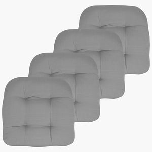 Premium Thick Comfy Patio Pads Fiber Fill Tufted 19 x 19 x 6 Inch Textured Solid Cover Outdoor Indoor Chair Seat Cushions, 4 Count Pack